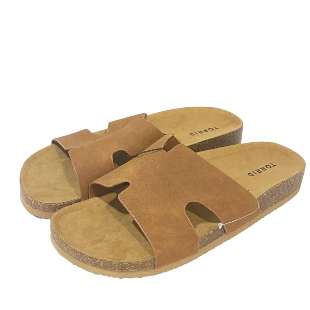 Torrid Wide Width Brown H-Band Footbed Slide Sandal Size 10.5 NEW